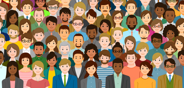 illustration of multi-ethnic group of peple