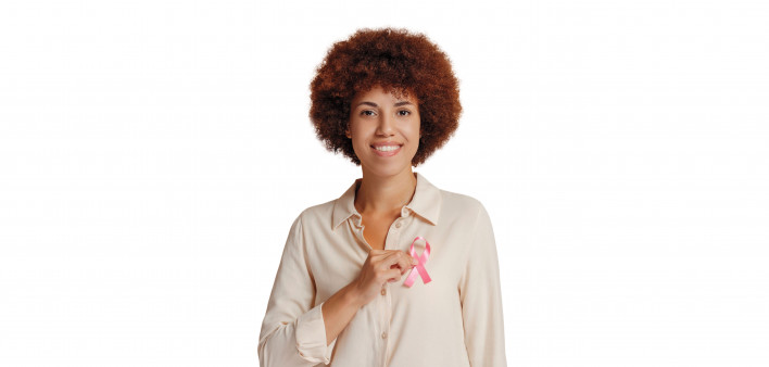 woman with pink ribbon