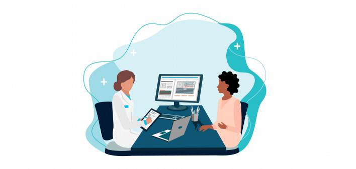 illustration doctor patient consultation