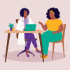 illustration doctor and patient at table consultation