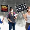 Long COVID advocates demonstrate in front of the Lincoln Memorial in Washington, D.C. on March 15, 2024 for additional research funding and other government measures.