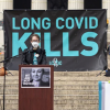 Renee Addams, a Long COVID advocate from New York City, speaks at the Long COVID March in Washington, D.C., March 15, 2024