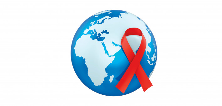 illustration globe and red ribbon
