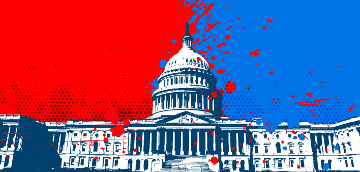 Washington DC Capitol building red republican blue democrat