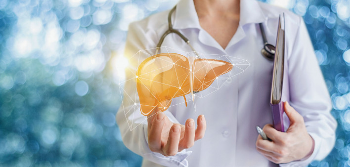 Doctor and liver illustration