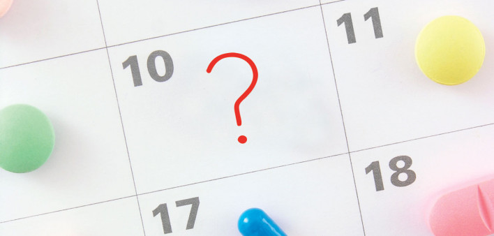 calender with pills and question mark