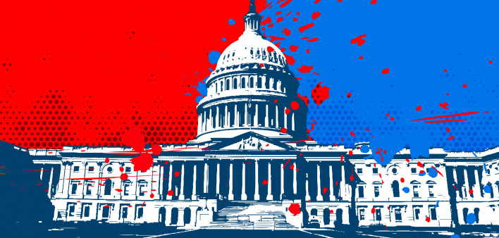 Washington DC Capitol building red republican blue democrat