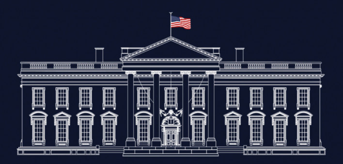 white house on black backgroud illustration