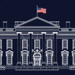 white house on black backgroud illustration