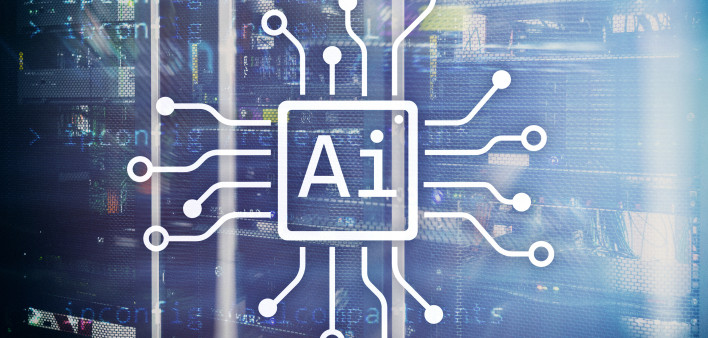 AI, Artificial intelligence, automation and modern information technology concept on virtual screen