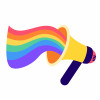 megaphone with rainbow flag