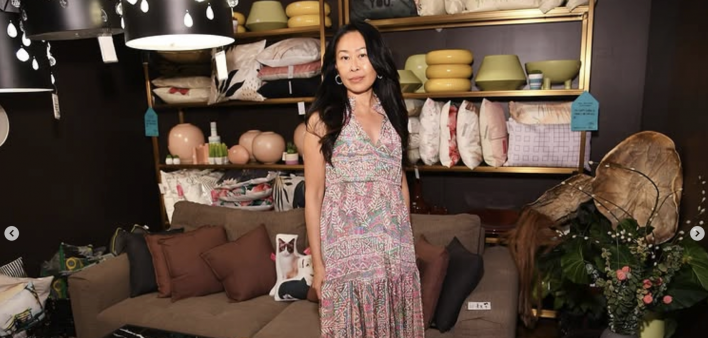 Modeling home decor at the 20th Design on a Dime fundraiser for Housing Works, April 2025