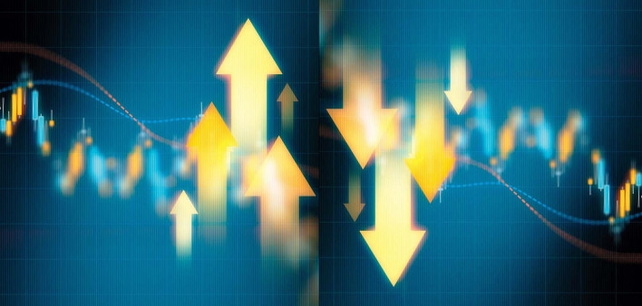 up, down arrrows graph