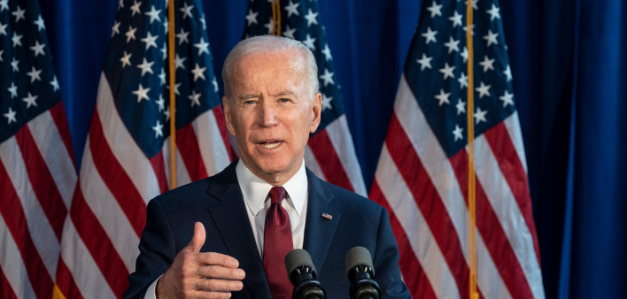Former Vice President & Democratic hopeful Joe Biden made foreign policy statement at Current on Pier 59