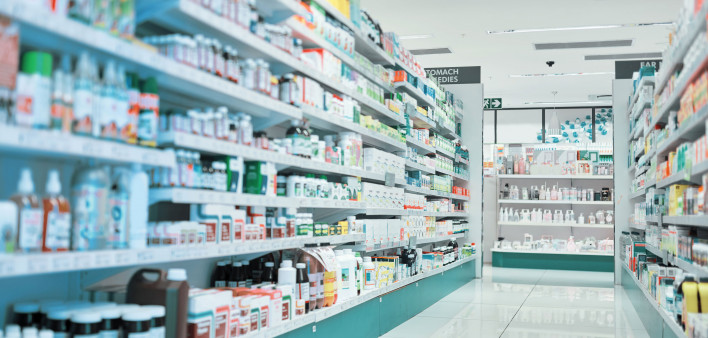 pharmacy shelves