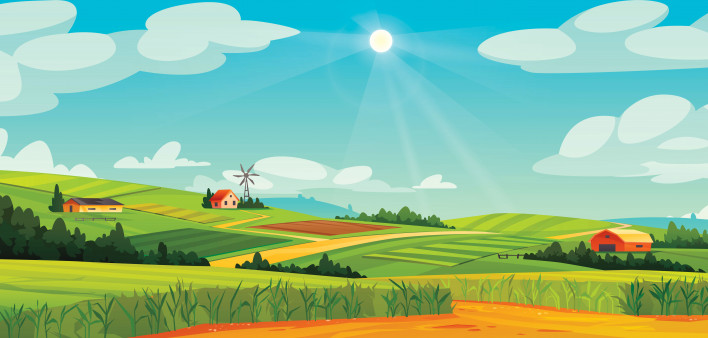 illustration rural landscape farm land