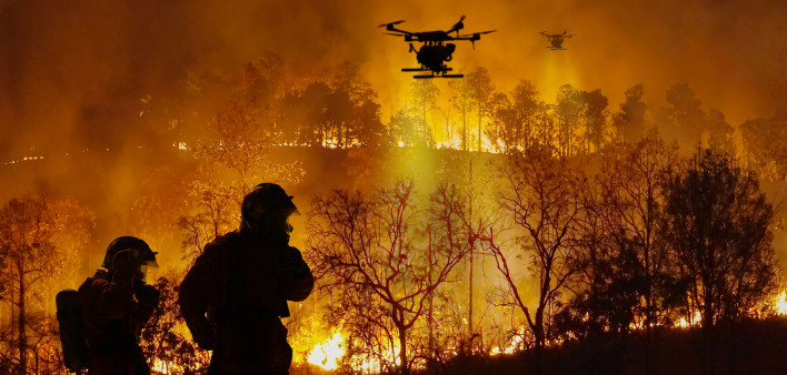 Firefighting drones spray chemical to help control wildfires