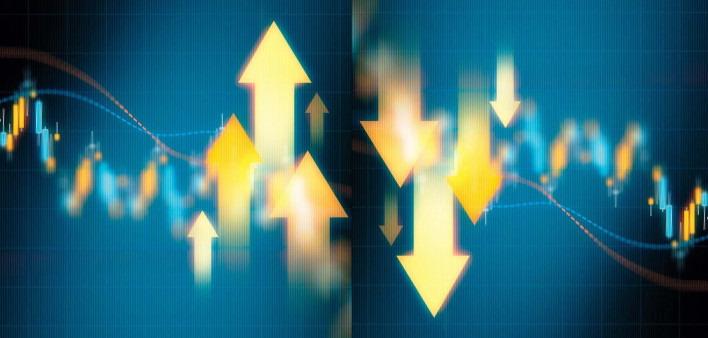 up, down arrrows graph