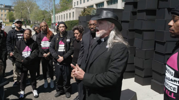 A scene from the ACT-UP protest