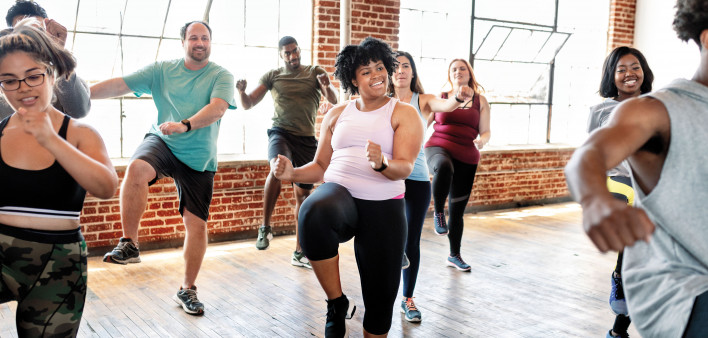 Group of adults in exercise class