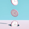 three falling clocks time