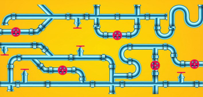 illustration of pipeline pipes and valves