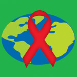 graphic red ribbon globe
