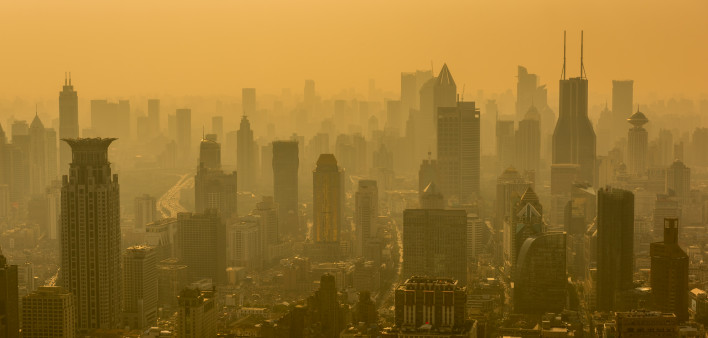Shanghai Skyline smog air polution