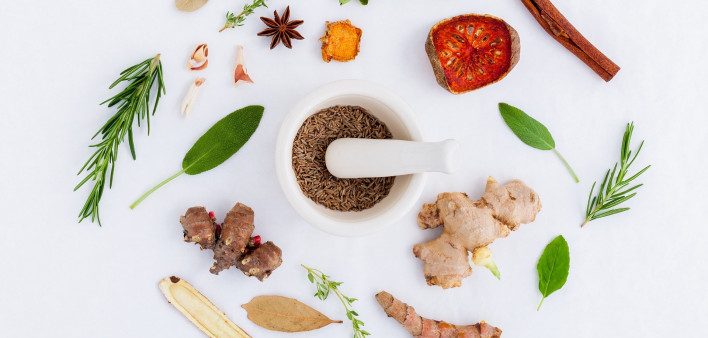 herbal, herbal medicine, ingredients, ginger, rosemary, star anise, rosemary, mint, cinnamon