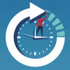 illustration man on clock with arrow clockwise