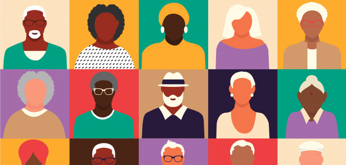 illustration patchwork of figures