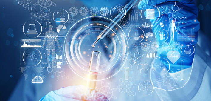 Genetic research and Biotech science Concept.