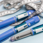 Ozempic Insulin injection pen or insulin cartridge pen for diabetics. Medical equipment for diabetes parients. stock photo Injecting, Semaglutide, Medical Injection, Syringe, Abdomen