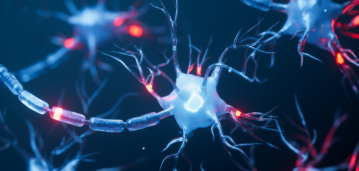 Biology nerve cell with biomedicine concept,