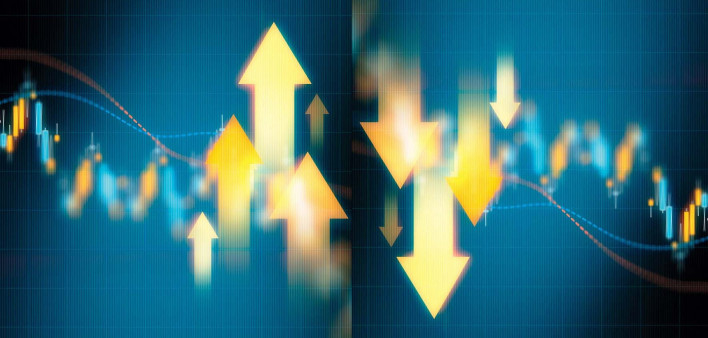 up, down arrrows graph