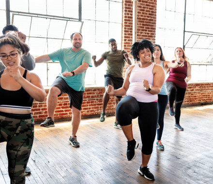Group of adults in exercise class