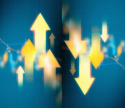 up, down arrrows graph