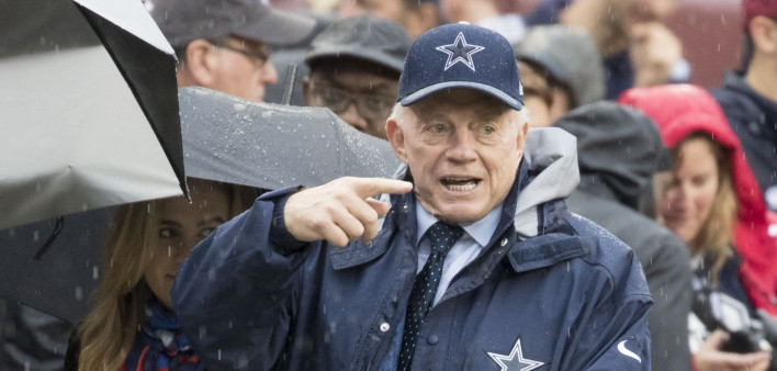 Dallas Cowboys owner Jerry Jones before a game in 2017. Jones disclosed in August 2025 that he had been diagnosed with advanced melanoma in 2010.