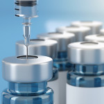 Rendering 3d vaccine medicine bottle flu vaccine anti-vaccination and covid-19