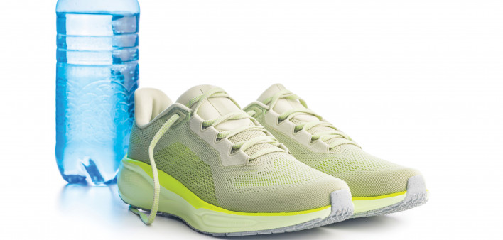 water bottle and sneakers