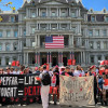 HIV activists protest the blockage of funds for global AIDS program PEPFAR, outside the the Office of Management and Budget (OMB), September 2, 2025, in Washington, DC.