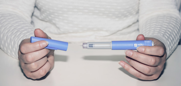 Insulin injection pen or insulin cartridge pen for diabetics.