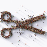 Human Crowd Forming Scissor Symbol