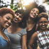 Black women Teenager Girls smiling having fun outdoors