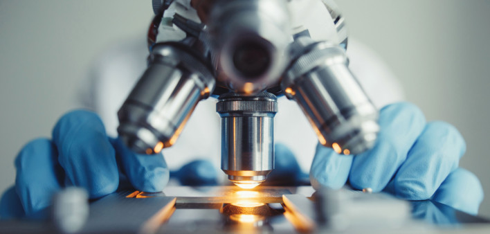 microscope in lab