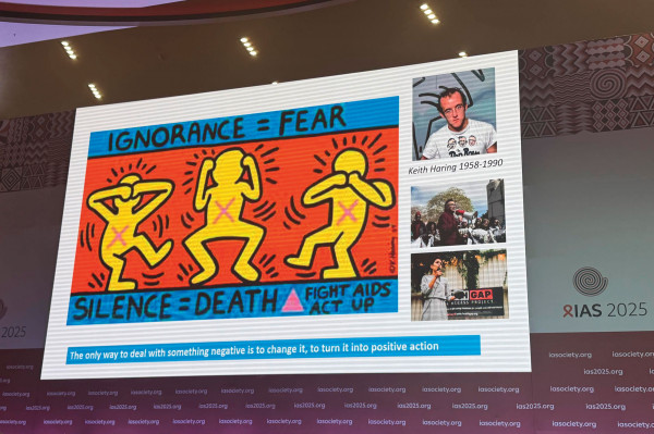 Keith Haring banner at IAS 2025