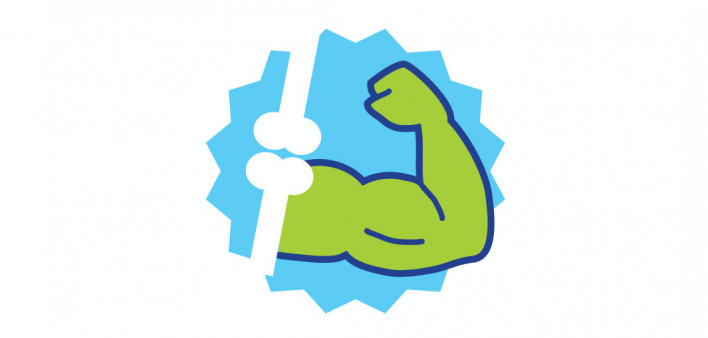 Muscle bicep and bones illustration