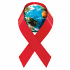 red ribbon wrapped around globe