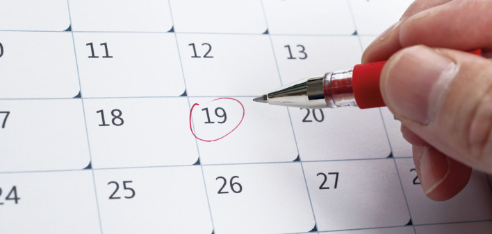 calendar with 19 circled
