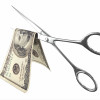 scissors cutting 100 bill